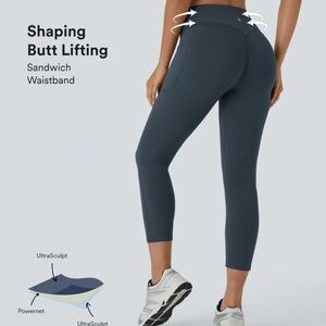 HALARA Women's Shaping Butt Lifting Leggings - “Carbon” Dark Gray/Blue